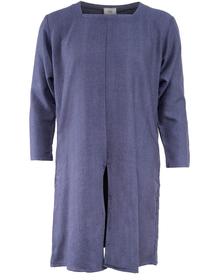 Normandy tunic Sigeric, herringbone pattern, blue