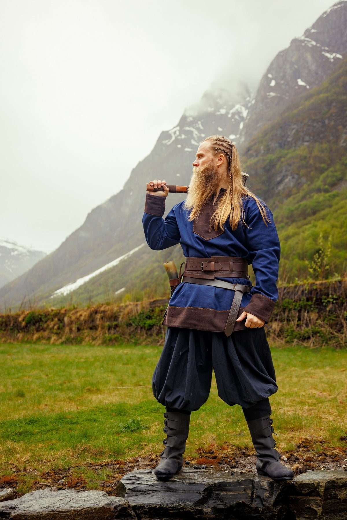 Viking tunic Roland, wool blend, blue