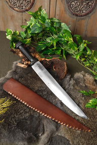 Dark Viking seax with wire wrapped grip, semi-sharp