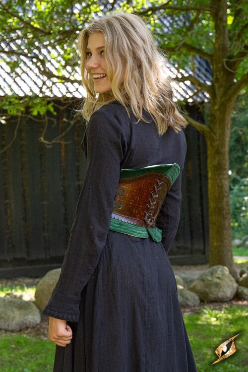 Leather corset margot, green