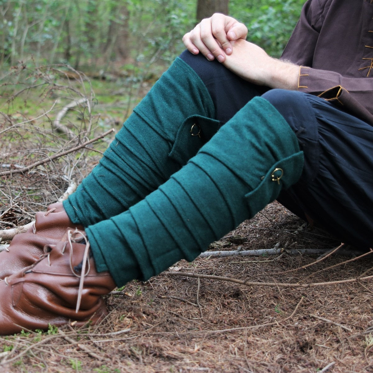 Leg wrappings Hredulf, green, wool mix