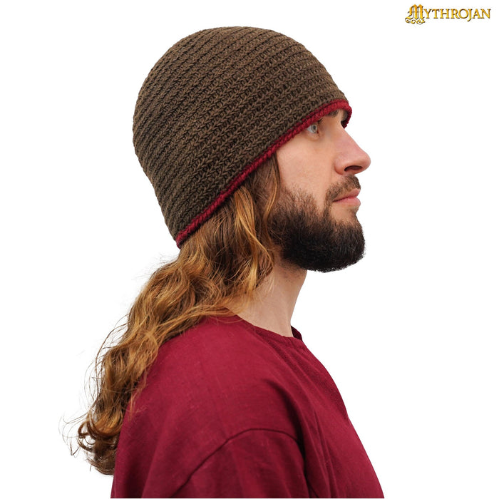 Needle-Bound Hat, 100% Wool, Brown-Red