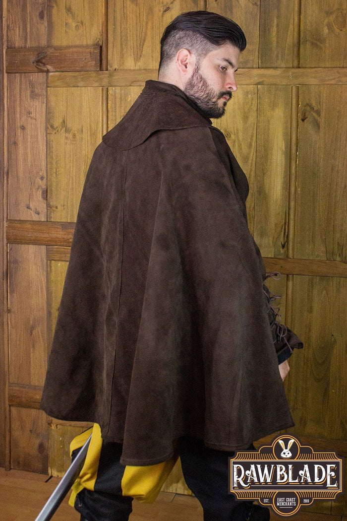 Mandilion, musketeer cloak Agrippa, split leather, brown