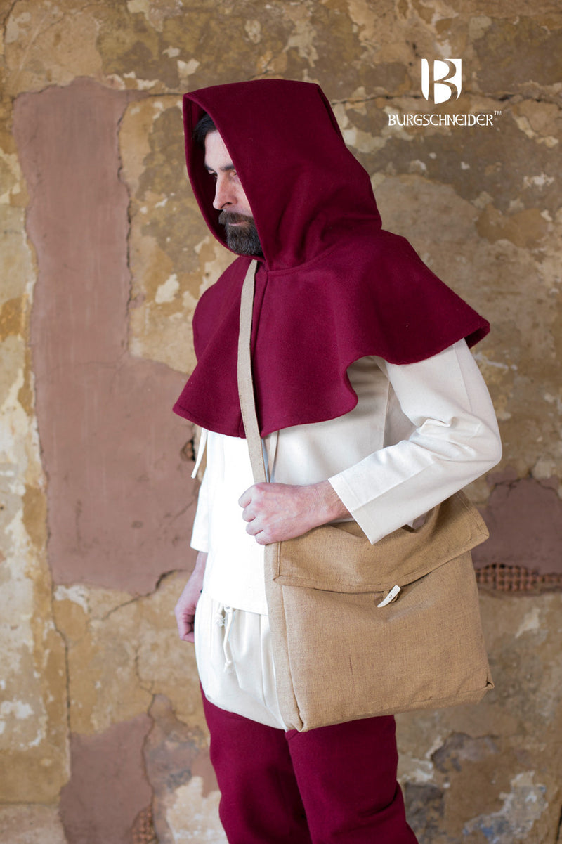 middelalderkaper Cucullus, rød, uldblanding