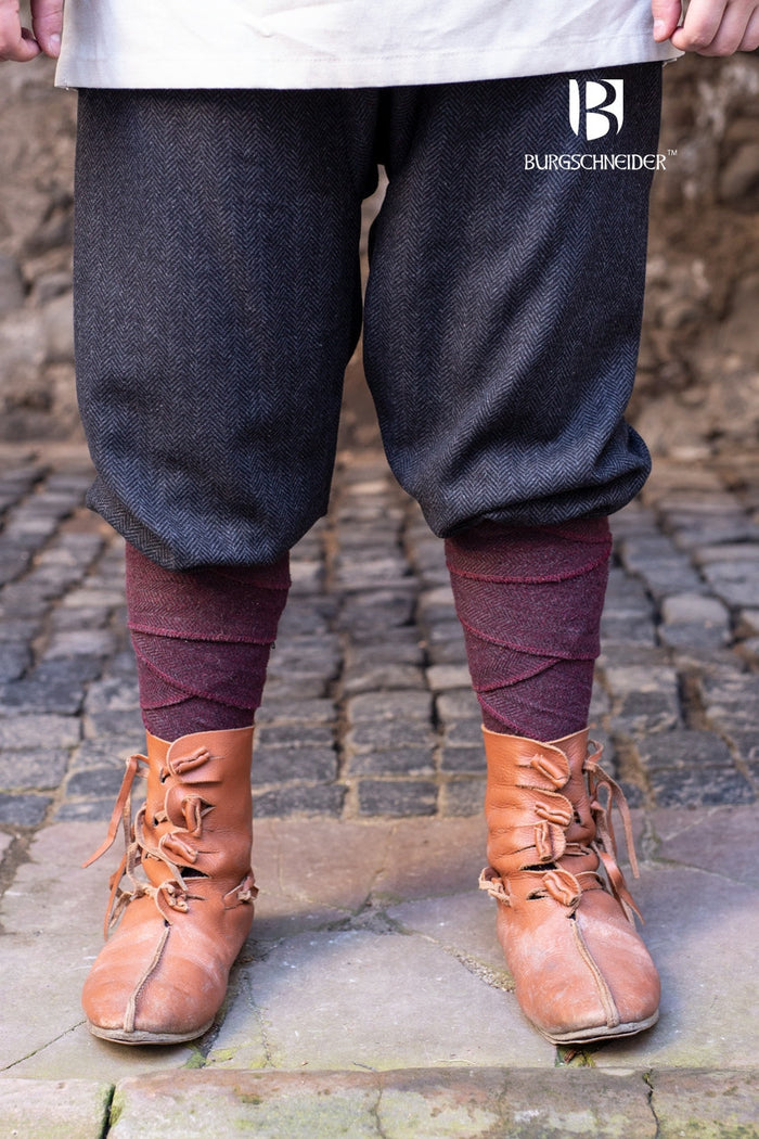 Viking trousers Ivar, herringbone pattern, wool blend, black-grey