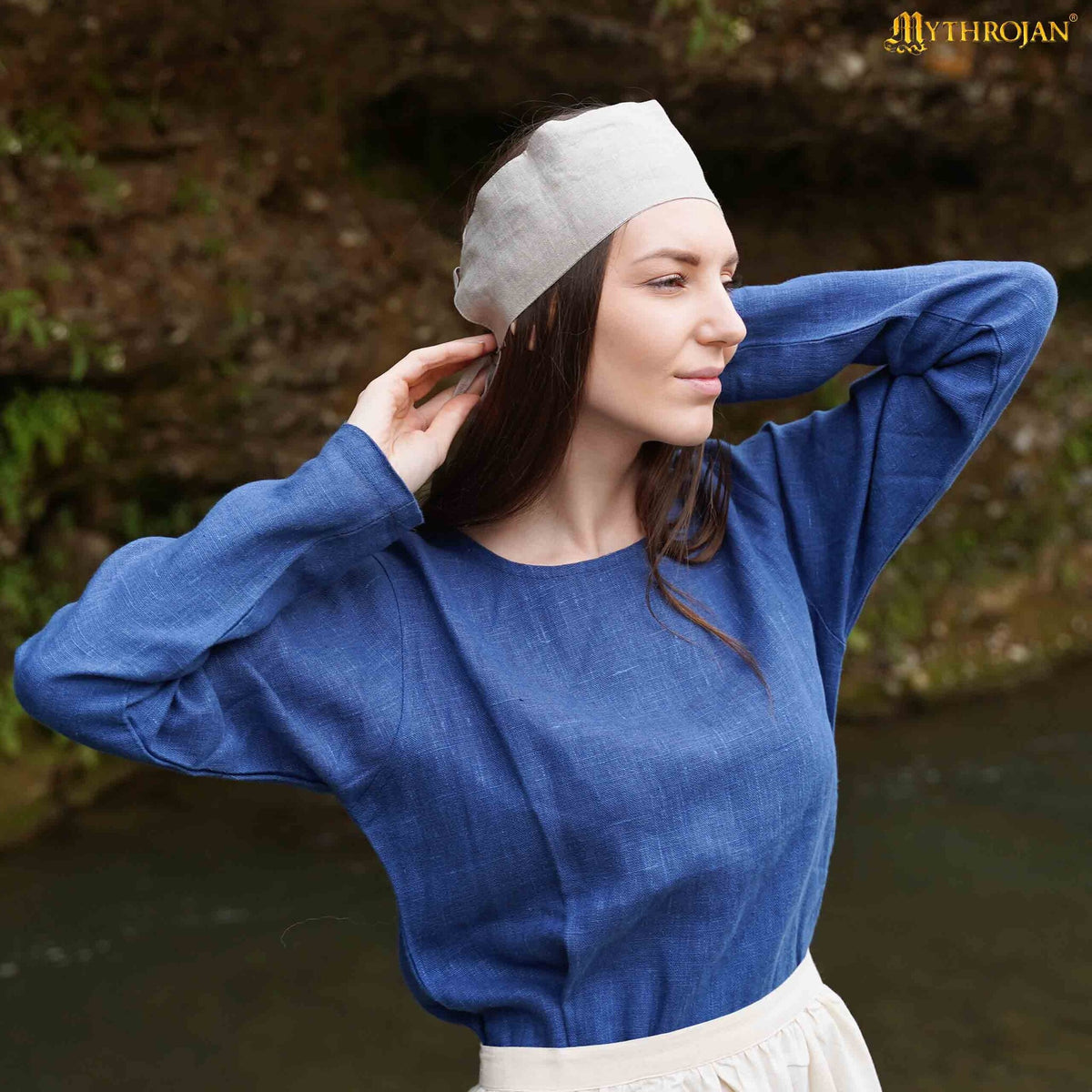 Fillet, historical headscarf basic, linen, natural