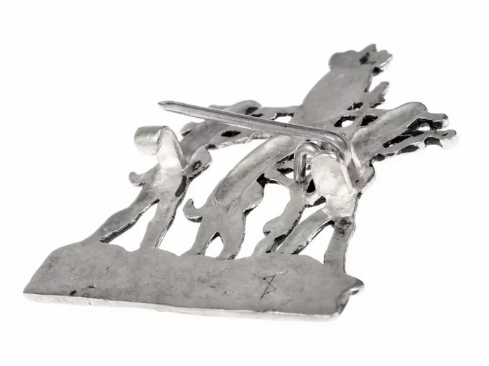 Pilgrim badge phallic procession, silvered bronze