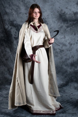 Embroidered cloak Damia, cream, wool mix