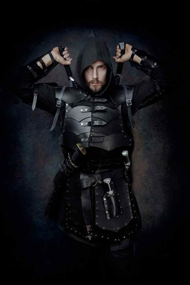 Leather cuirass Rasmus, black
