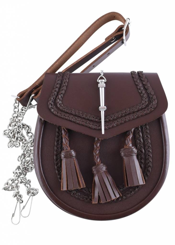 Sporran with braid motif, brown