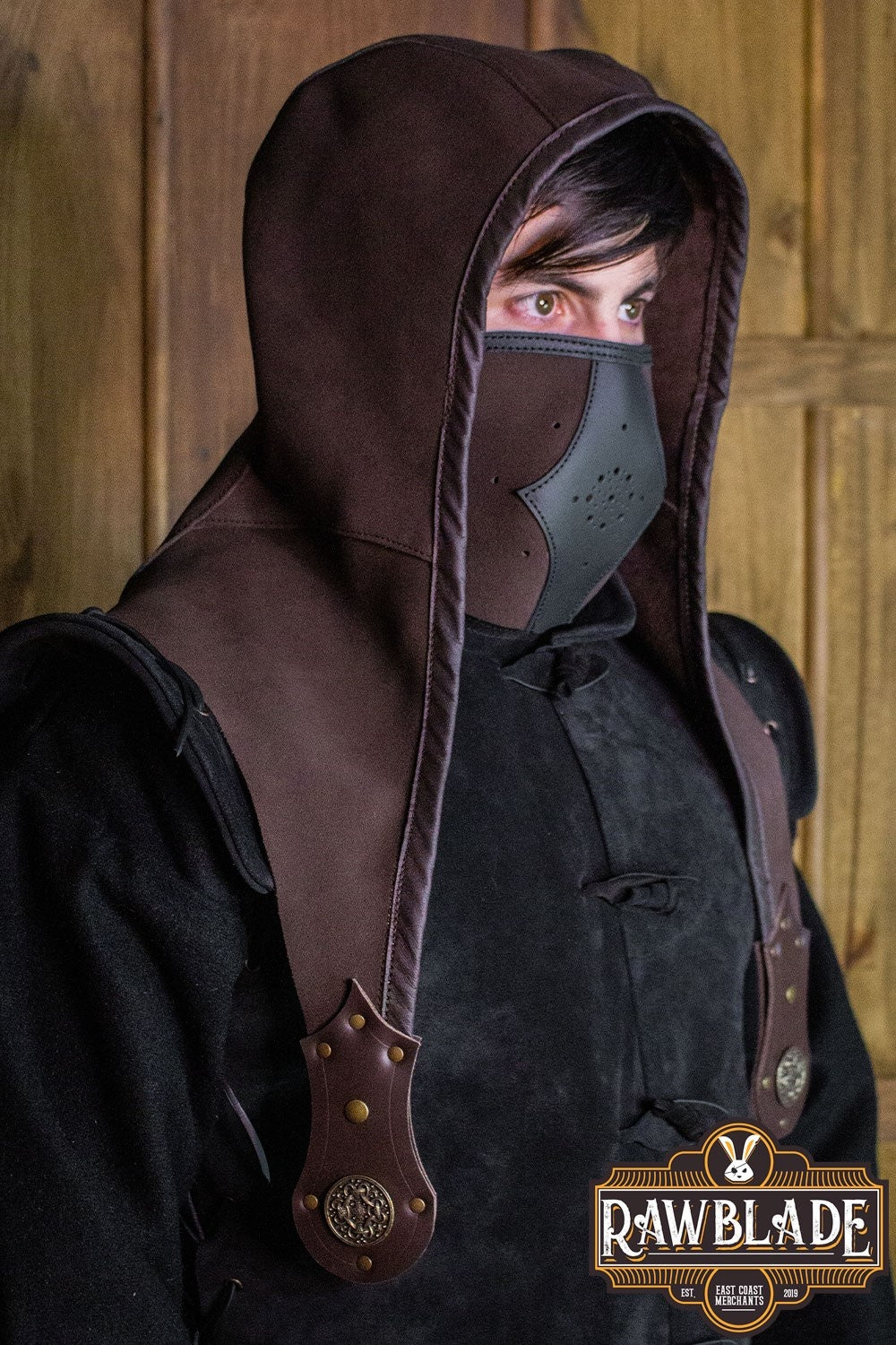 Akku split leather hood, brown