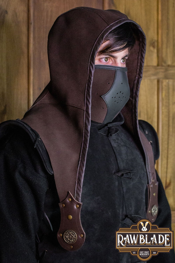 Akku split leather hood, brown