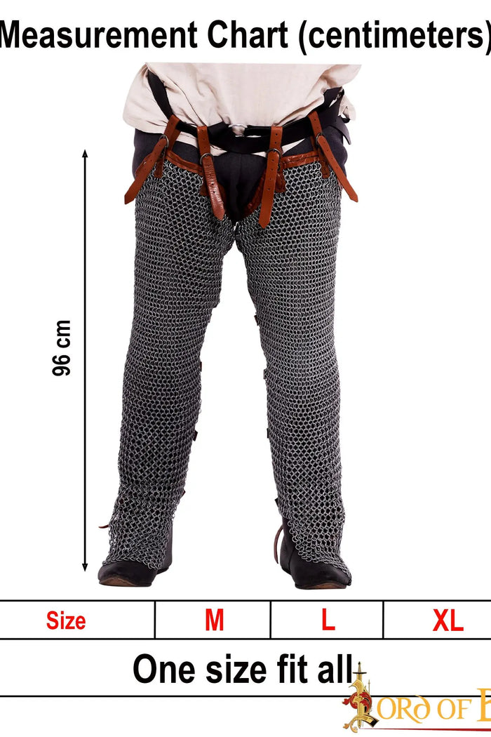 Chain mail chausses, galvanised, unriveted round rings