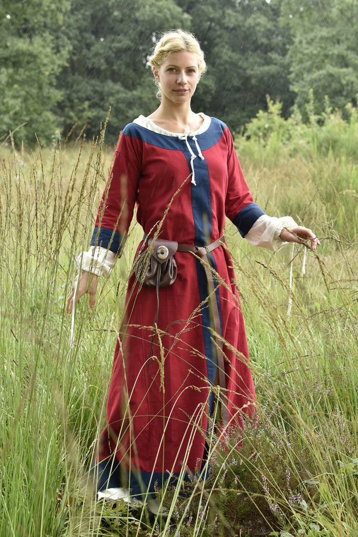 Carolingian dress Clotilde, dalmatica, red-blue