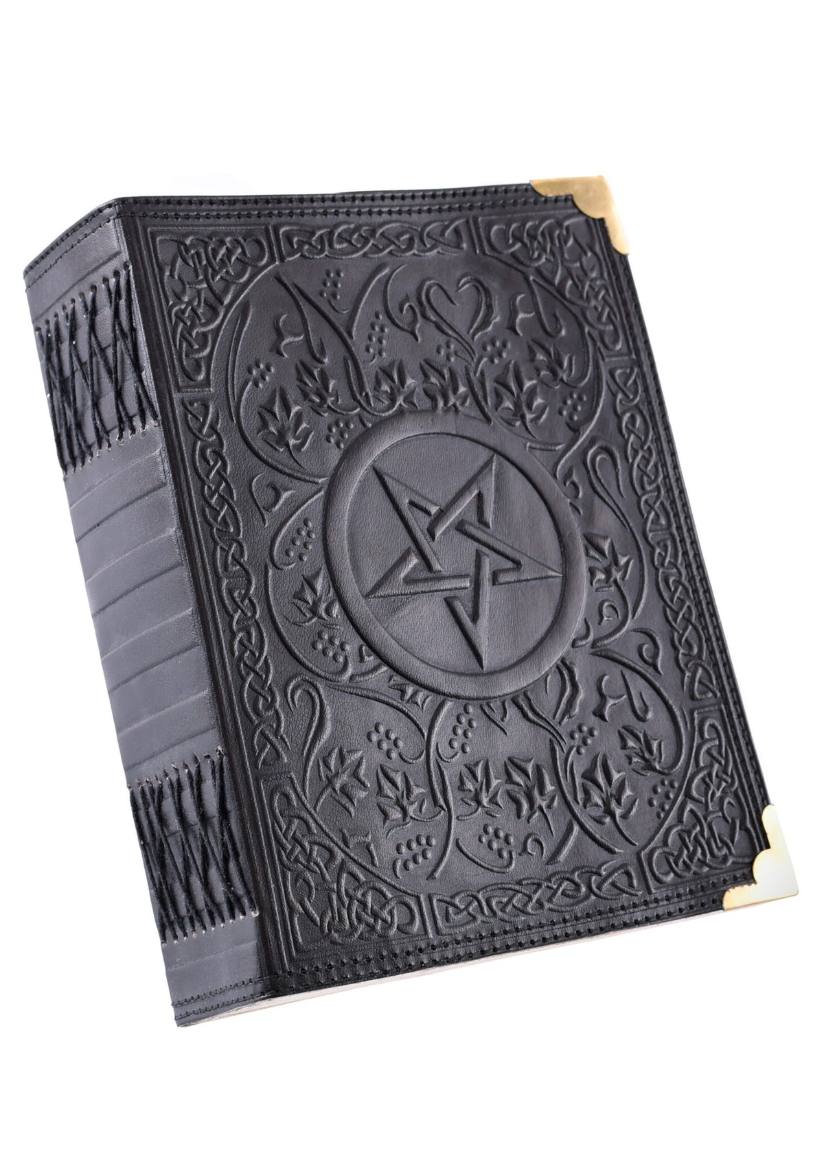 Black Leather book with Pentagram, approx. 23 x 18 cm