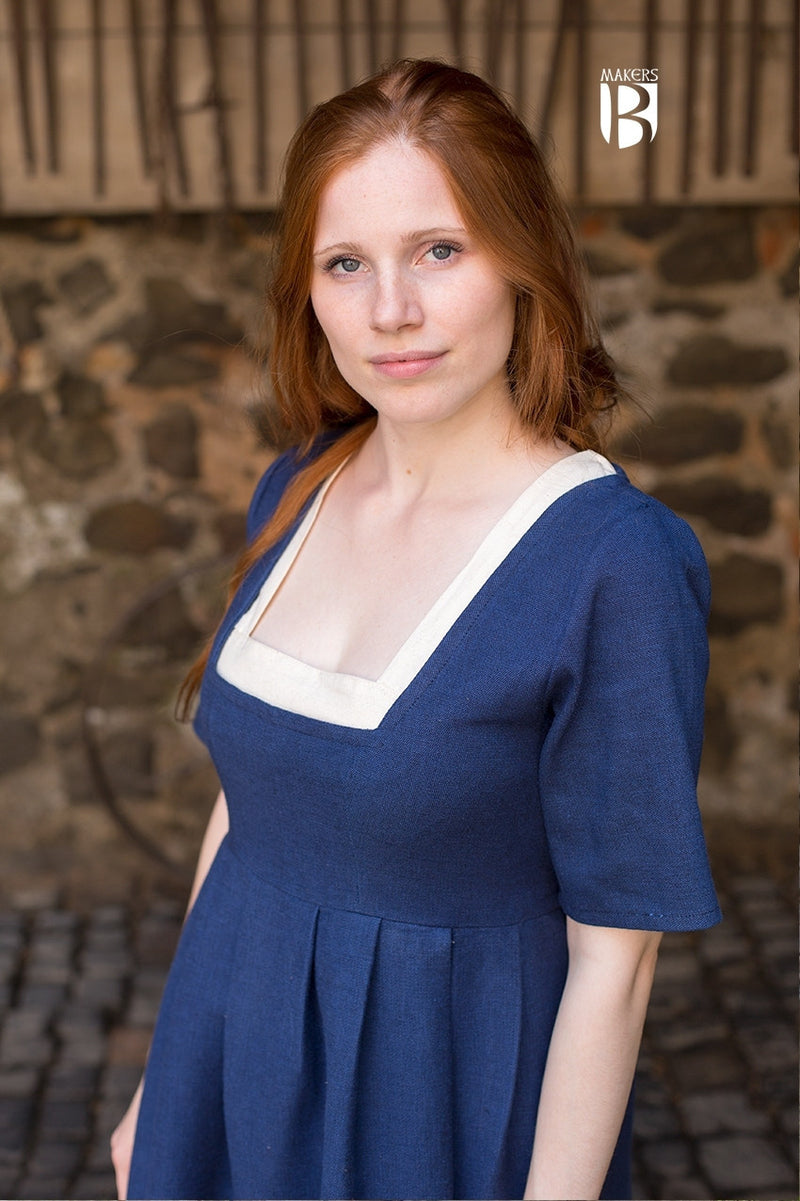 Robe médiévale Frideswinde, 14e siècle, bleu