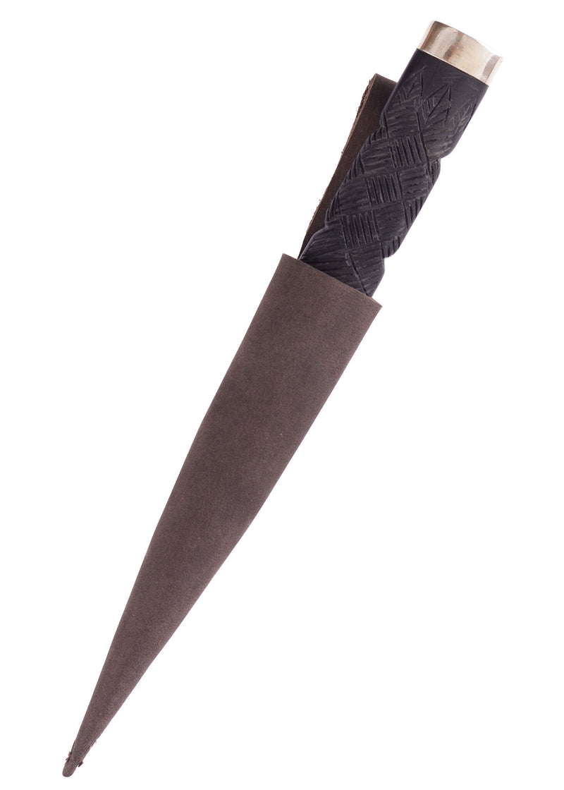 Sgian Dubh ze stali damasceńskiej, półostry
