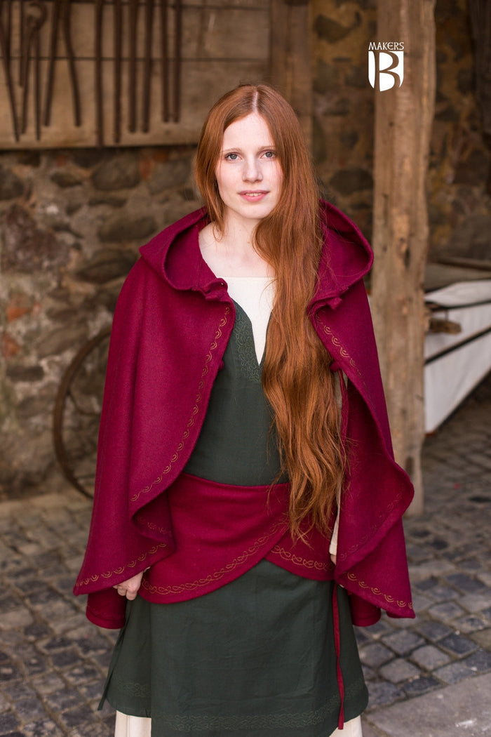 Affra cape, wool blend, red