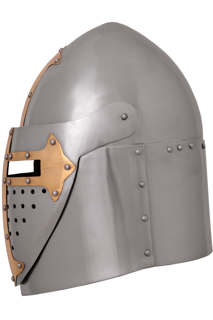 Sugarloaf helm, with hinged visor, polished, 1.6 mm