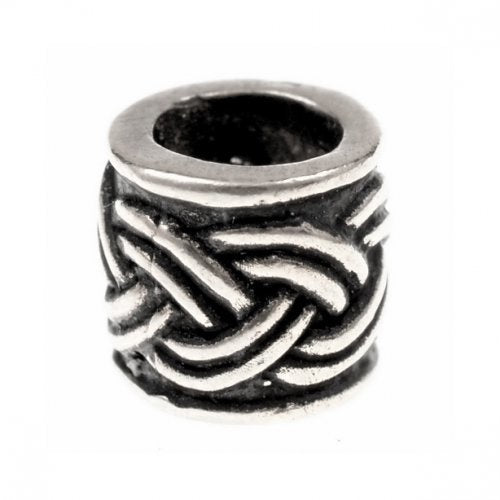 Beard bead with Celtic knot motif, silvered bronze