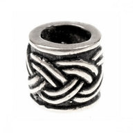 Beard bead with Celtic knot motif, silvered bronze