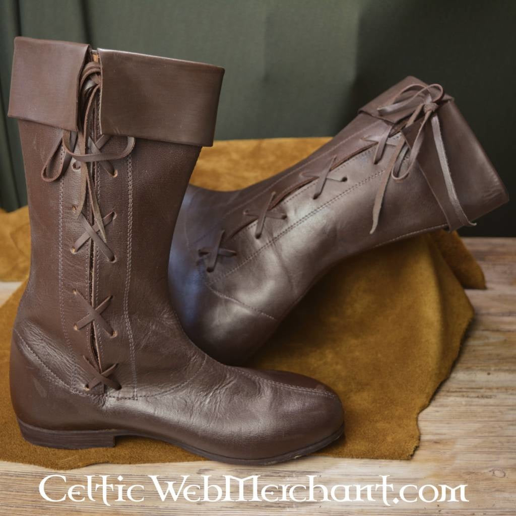 Side laced high boots, dark brown, brown