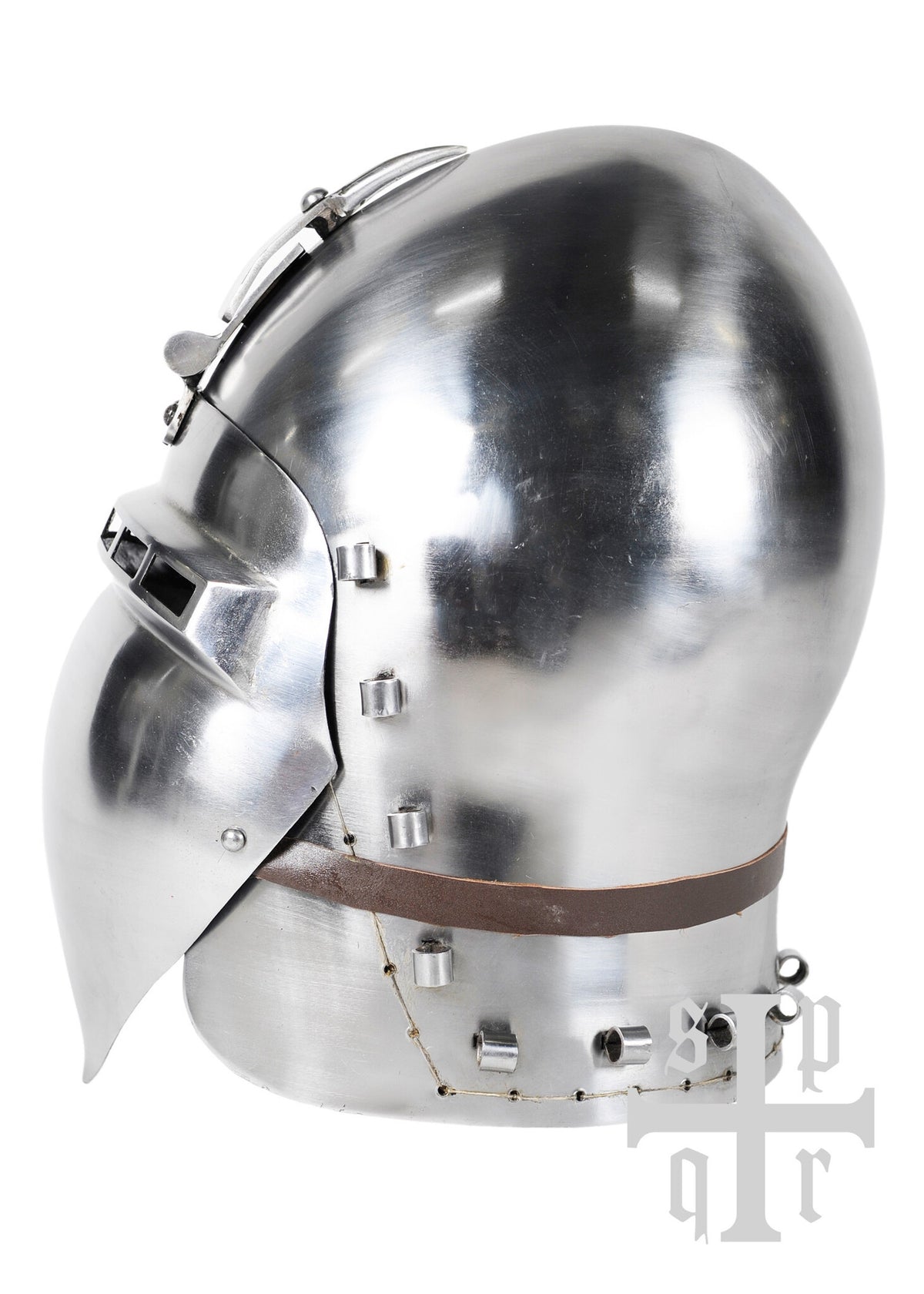 German hinged visor bascinet 1370, 2 mm (battle-ready)