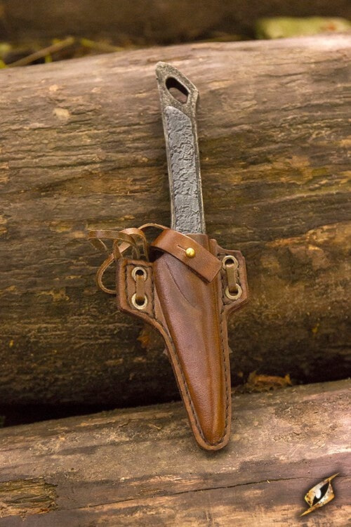 LARP cutthroat knife with holder, brown