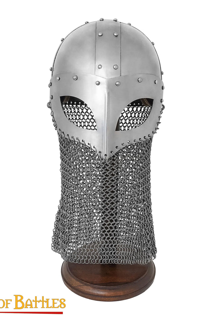 10th century Viking spectacle helmet with chain mail, 1.6 mm