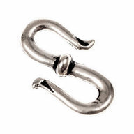 Jewellery hook pointy, silvered, 2x1 cm bronze