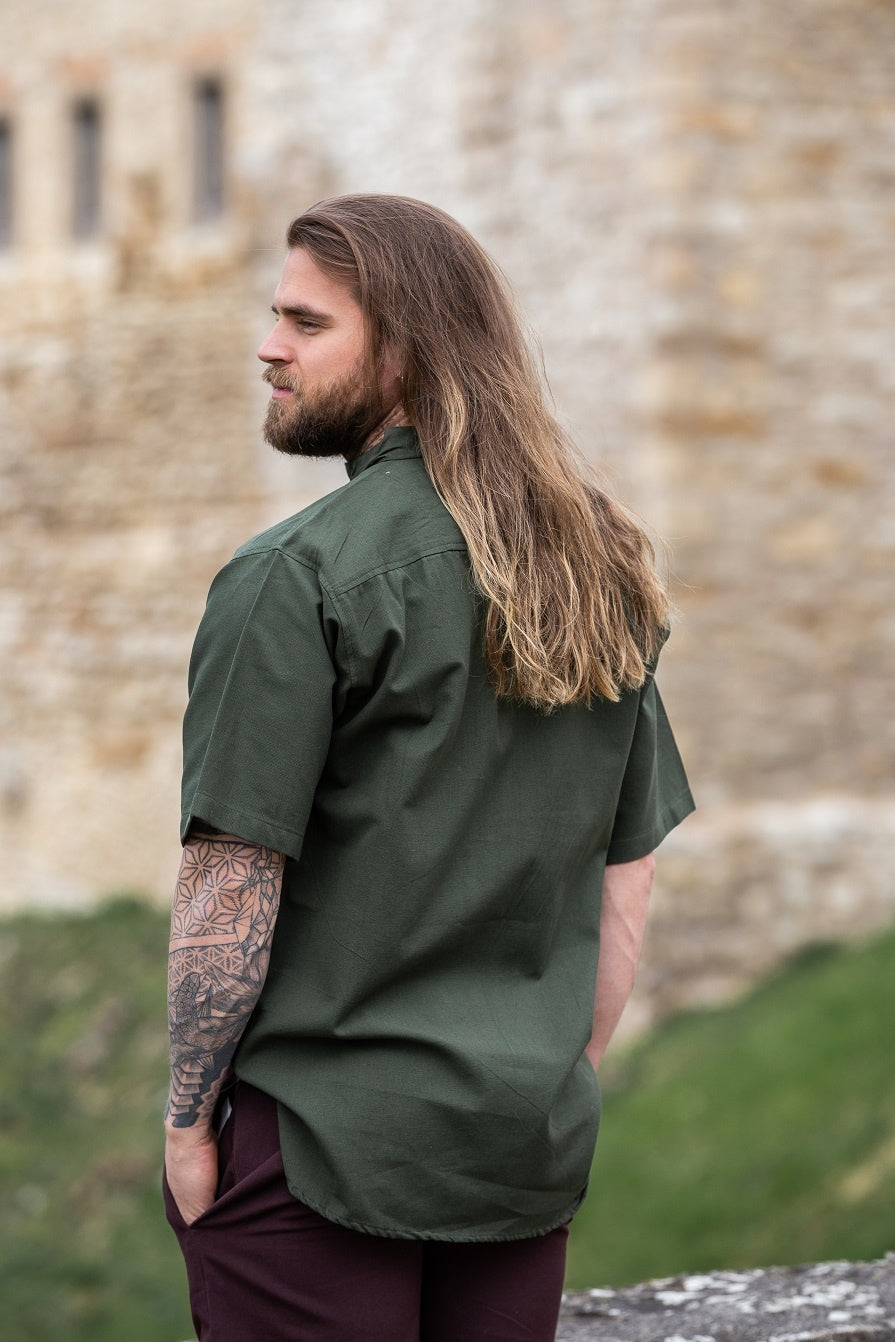 Medieval shirt with short sleeves, green
