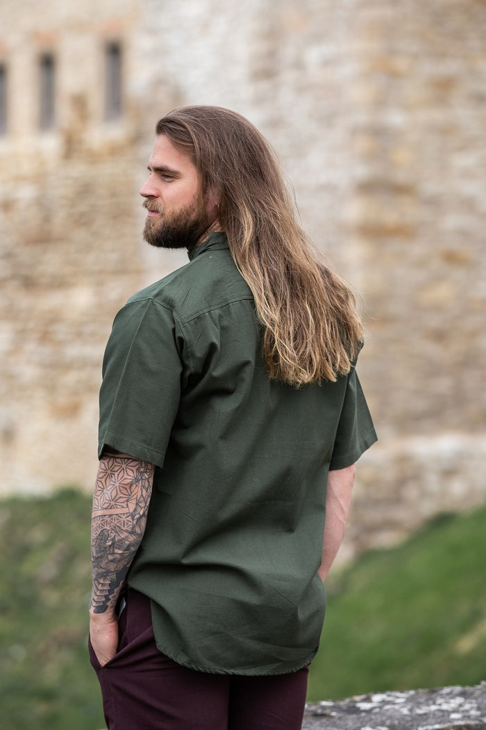 Medieval shirt with short sleeves, green
