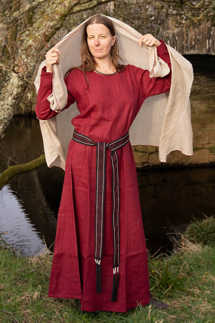 Viking dress Helga, linen, red