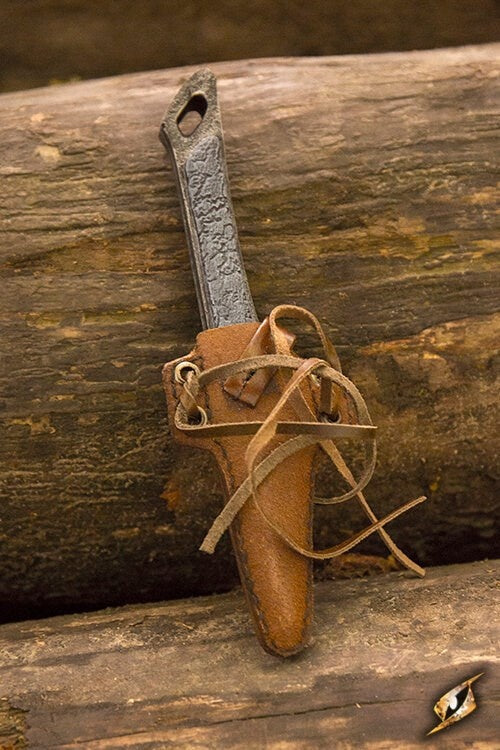 LARP cutthroat knife with holder, brown