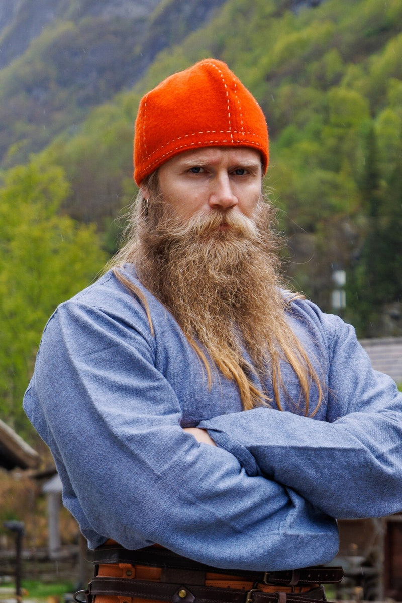 Viking cap Borka, orange, wool mix
