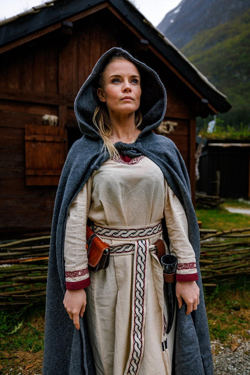 Middelalderlig kappe Karen, uldmix, grå