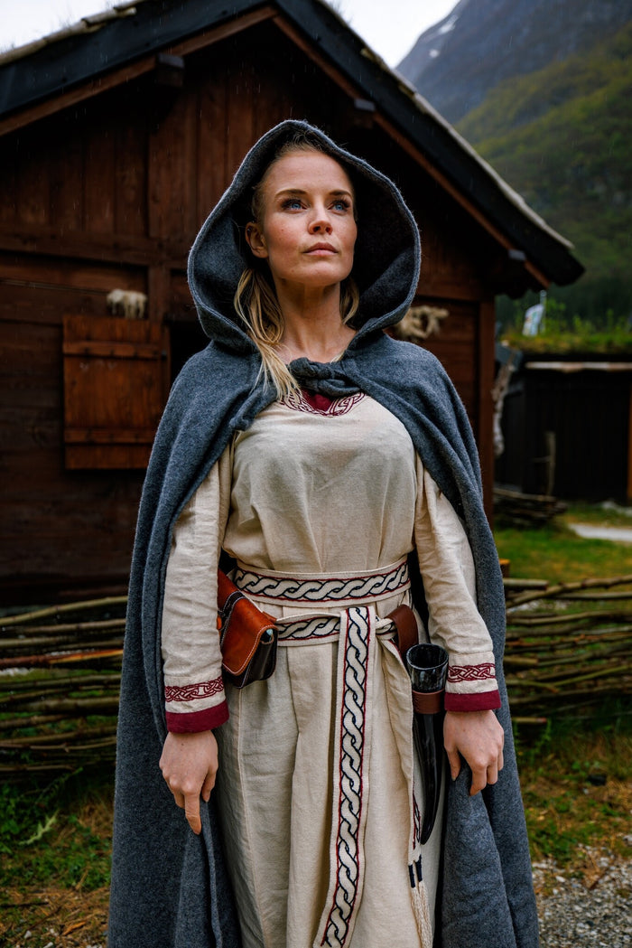 Medieval cloak Karen grey, wool mix