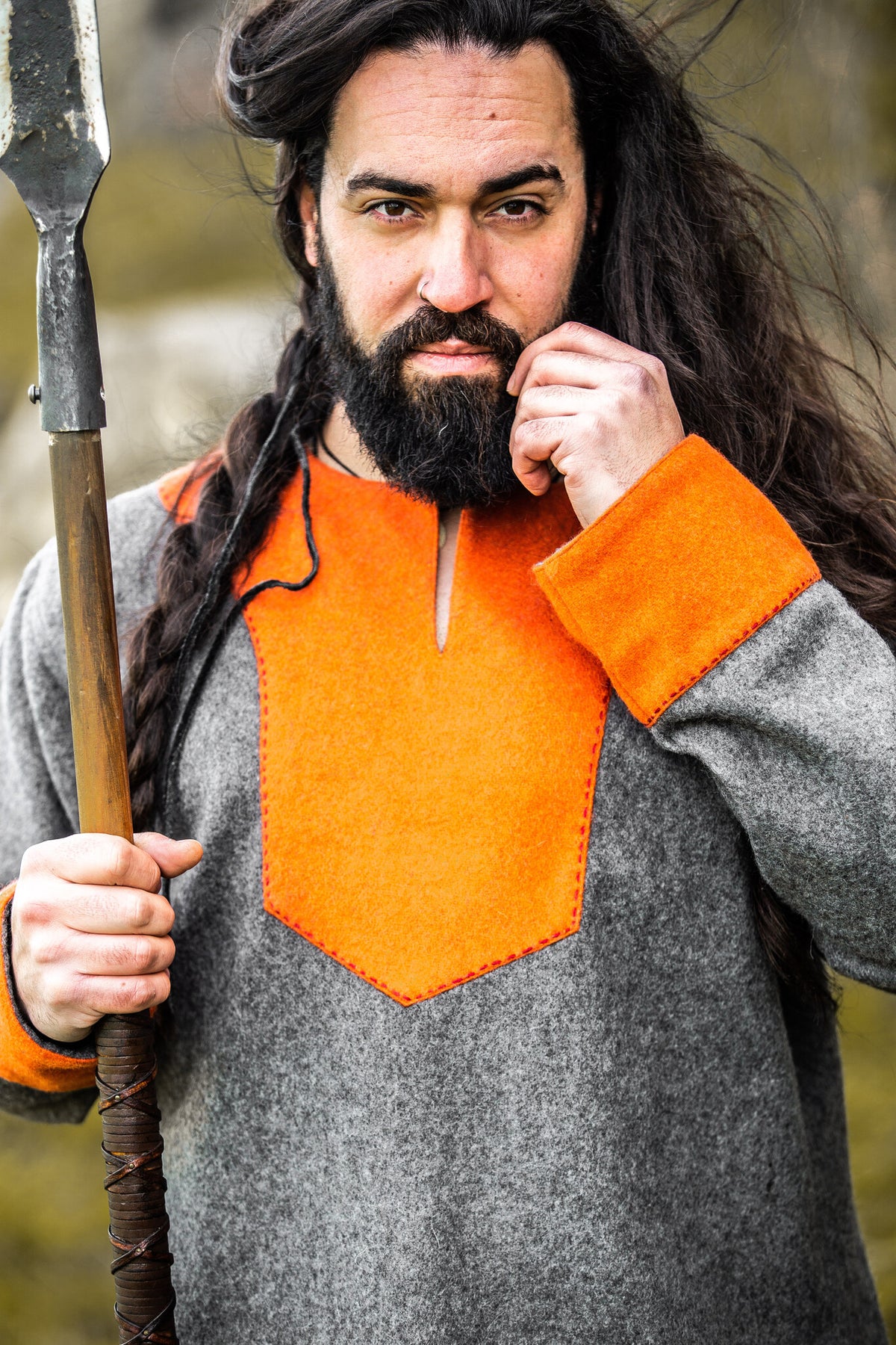 Frankish tunic Roland, gray, wool blend