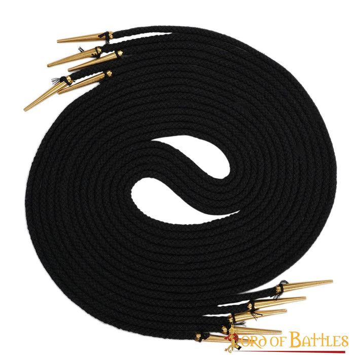 Laces with aiglets 150 cm, set of 5, black
