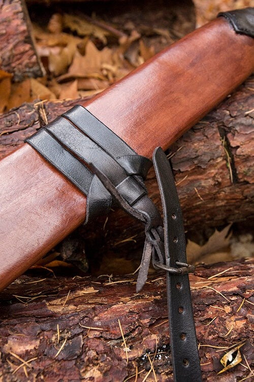 LARP sword scabbard, M, right-handed, brown
