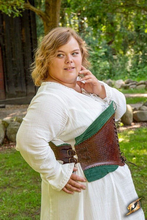 Leather corset margot, green