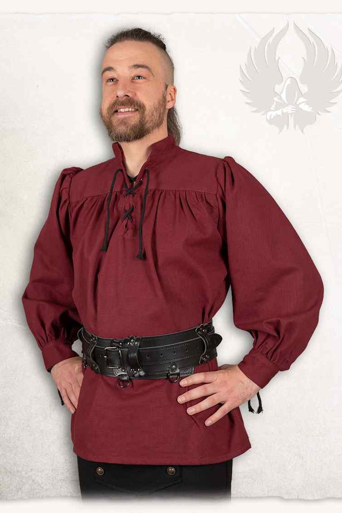 Medieval shirt Ansgar, burgundy red