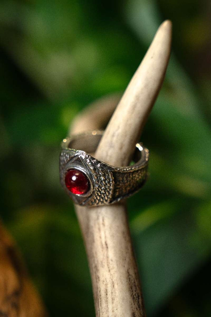 Medieval ring, red, pewter