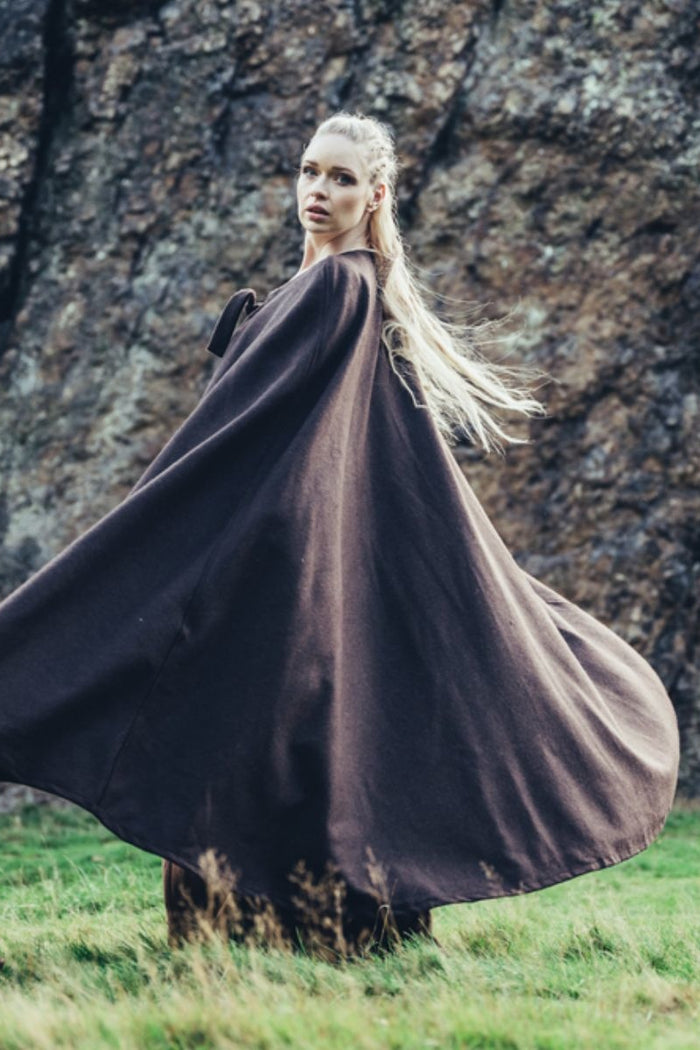 Medieval cloak Robin, wool blend, brown