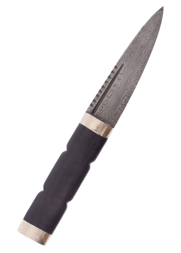 Sgian Dubh of Damascus Steel, Semi-Sharp