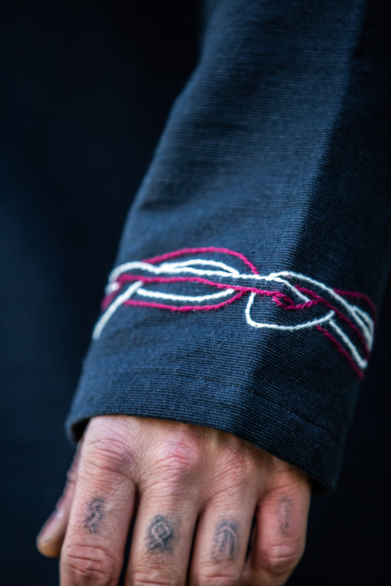 Tunica vichinga Snorri, nero-rosso