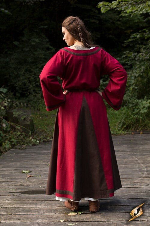 Robe viking Astrid, rouge/brun