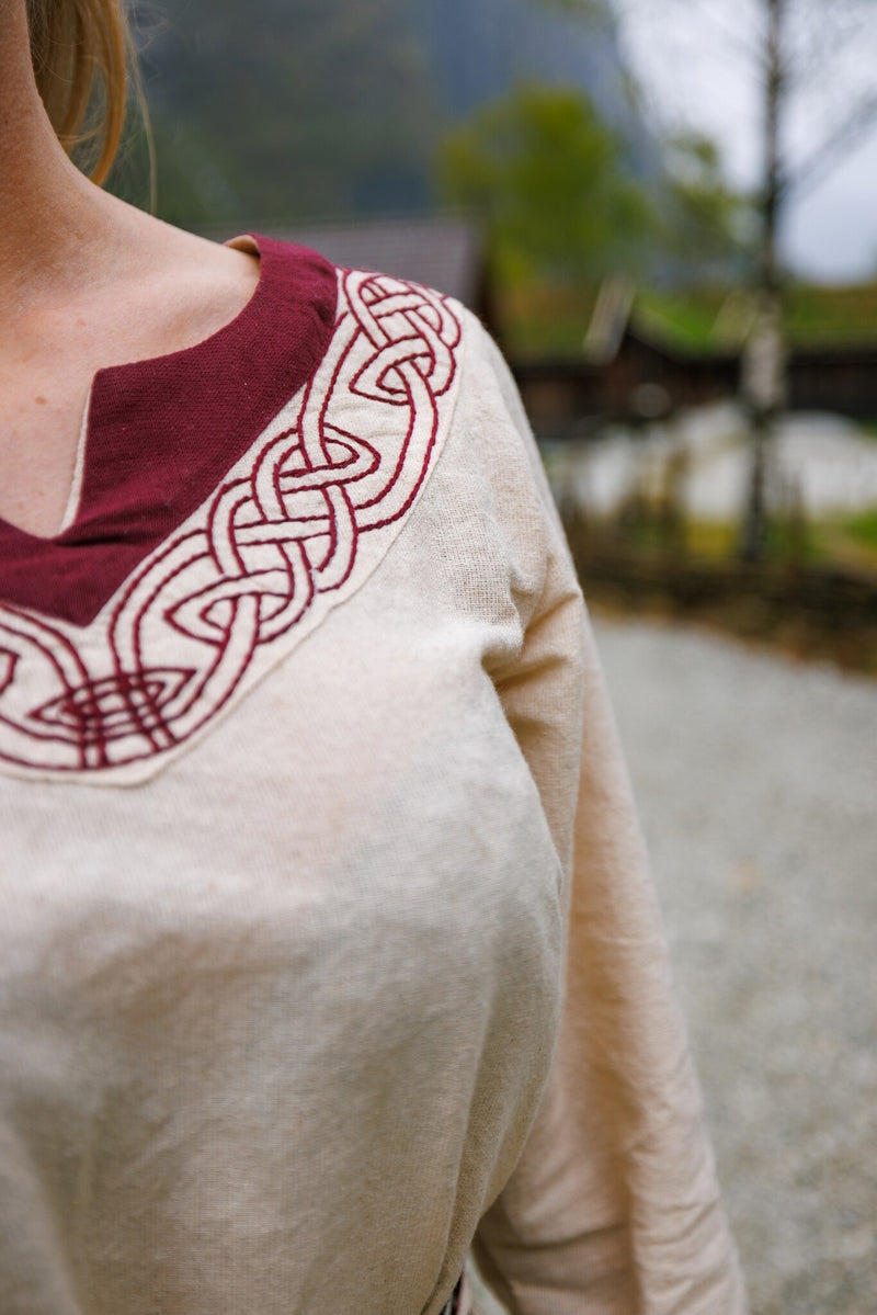 Viking jurk Lagertha, naturel-rood