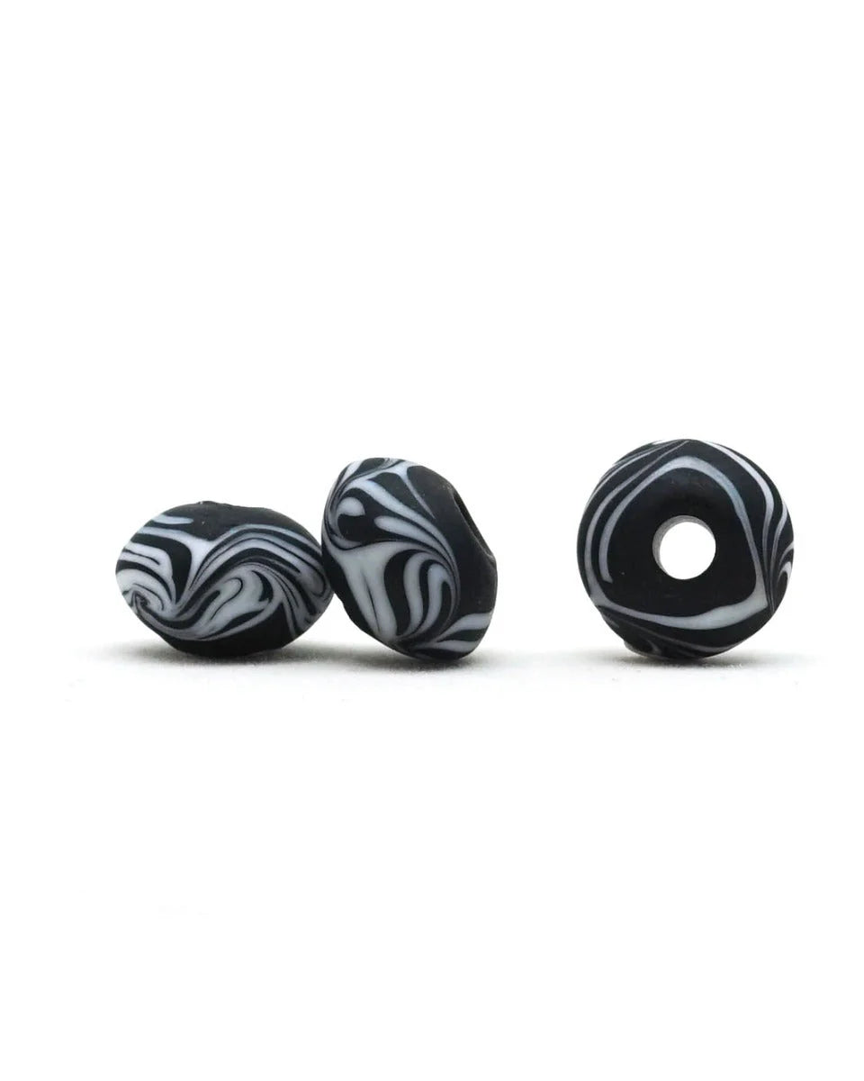 Viking glass bead Gotland, black-white