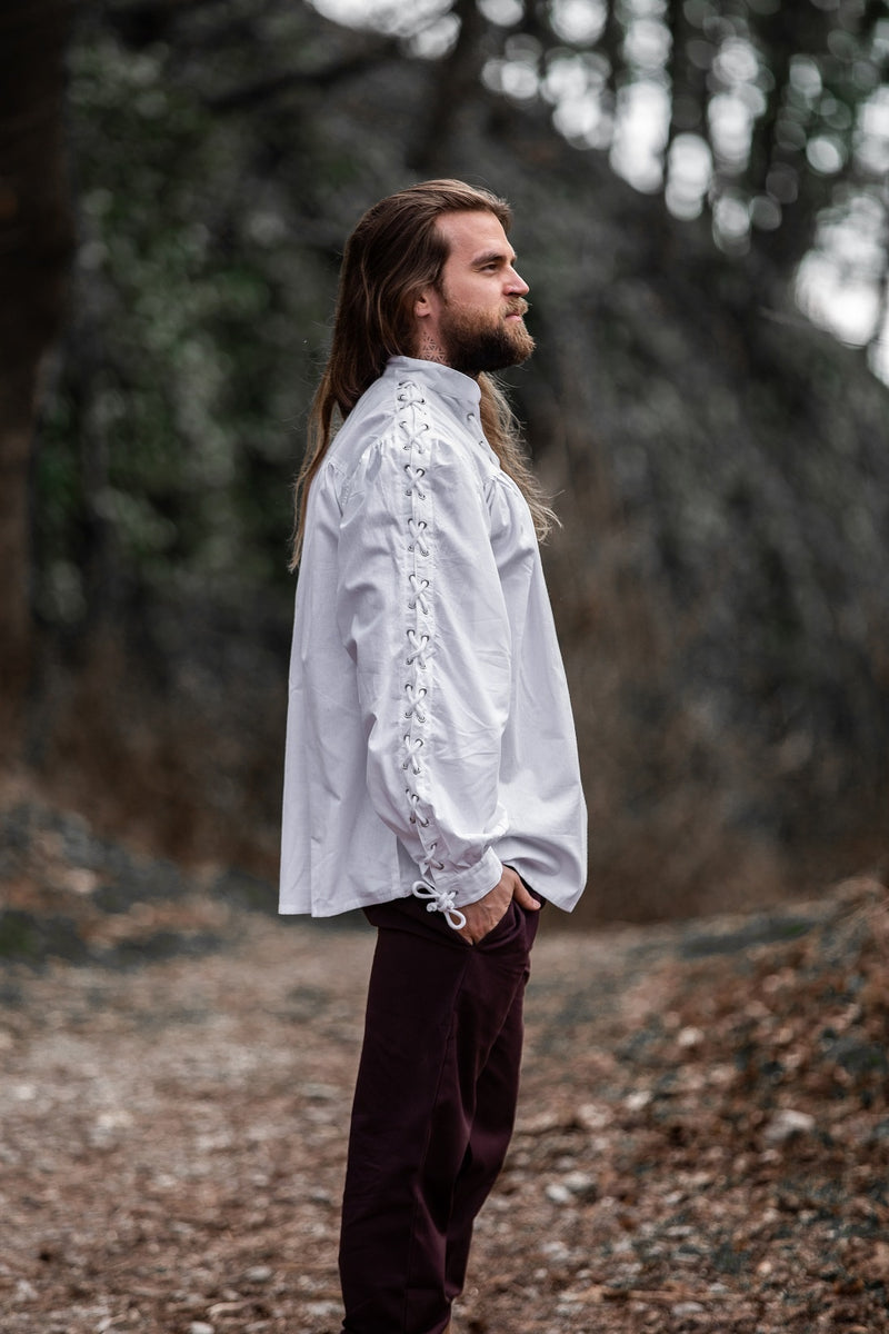 Koszula piracka z wiązaniem, biała 